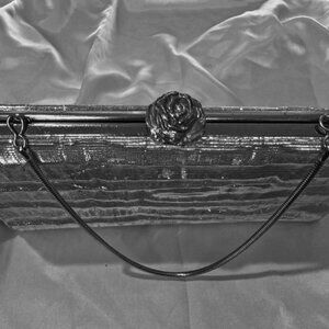 Textured Silver Evening Bag with Silver Hardware